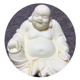 White Laughing Buddha Statue for Home,Small Smiling Buddha Figurine for Feng Shui Good Luck, Wealth and Happiness – Essence of Joy