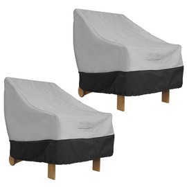 FOUNDOVE 2PCS Patio Chair Cover Waterproof for Garden Deep Seat Lounge Chair, Veranda High Back Armchair Sofa Furniture Covers (85 * 80 * 91.5cm, Grey)