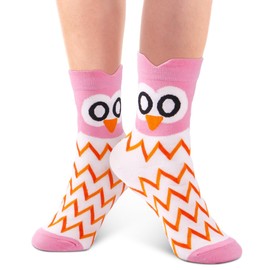 UV STYLISH Funny Women's Colourful Socks Funny Socks with Cartoon Animal Funny Cute Cat Dog Cool Sock Cotton Christmas Gift Ideas for Women Girls (5 Pairs), owl