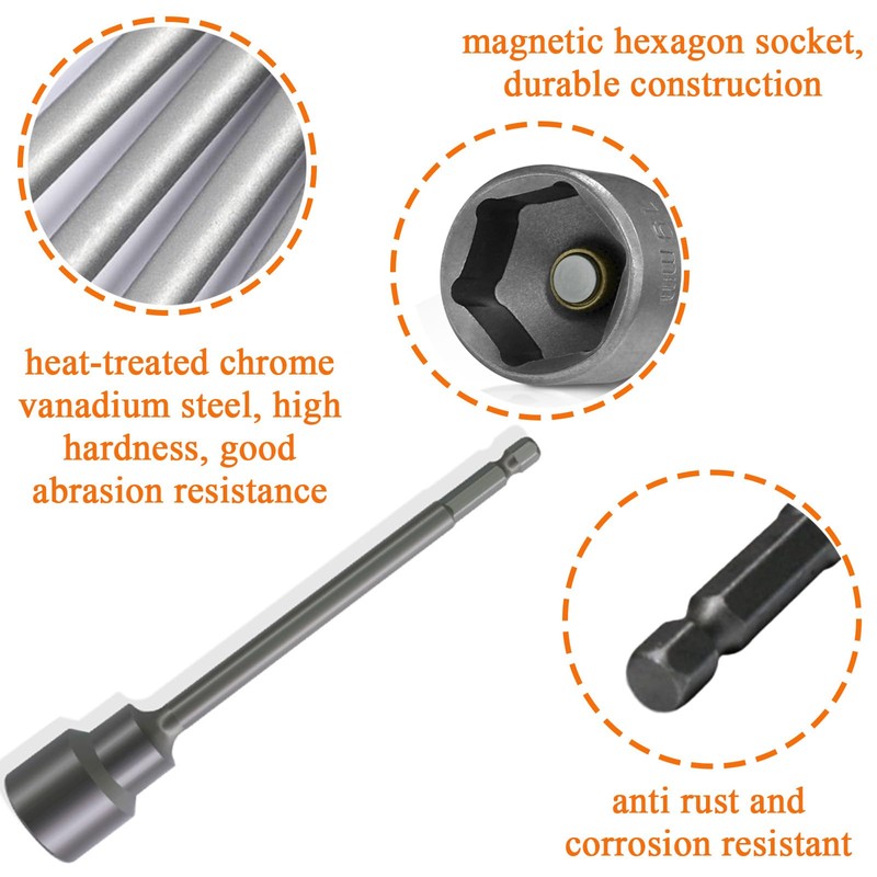 Stand Jack Extension Socker, 150mm Length, 19mm Magnetic Nut, Quick-Change