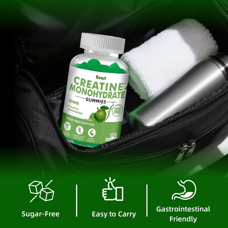 Creatine Monohydrate Gummies 5g,Sugar Free Pre Workout Gummies for Women&Men,Creatine