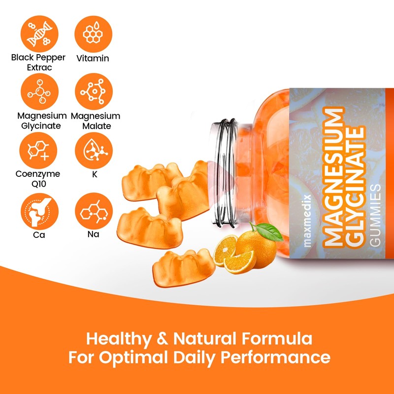 Magnesium Gummies 1000mg -Magnesium Glycinate Supplement and Magnesium L-Threonate Gummy,Sugar
