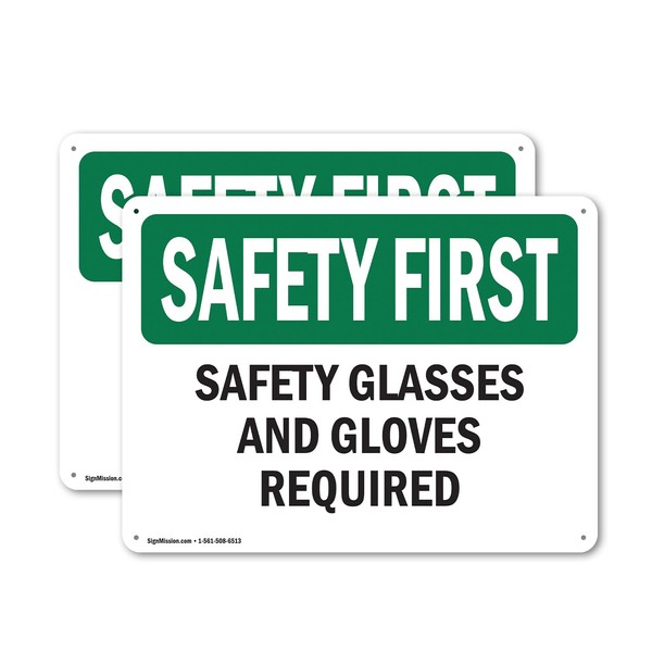 (2 Pack) Safety Glasses And Gloves Required OSHA Safety First