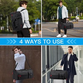 TAIHOYIN Travel Garment Bag Backpack for Men with Shoes Compartment 3 in 1 Carry on Suit Bag Large Convertible Hanging Garment Bag for Business Traveling Weekender Women, Black