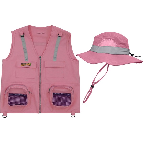 Eagle Eye S/M 2 Piece Pink Combination Set Pink Hat and Cargo Vest (Pink Vest with Hat, Small/Medium)
