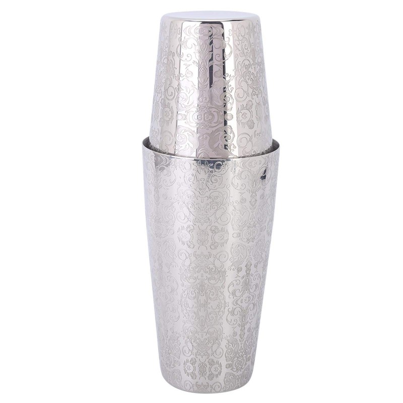 Cocktail Shaker Engraved Boston Shaker Multifunctional Drink Shaker for Bartender