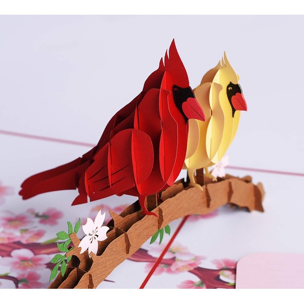 3D Popup Card of Cardinal Bird, Paper Art & Handicrafts, Greeting Cards, Handmade Gifts by PQDGlobal (Cardinal couple)