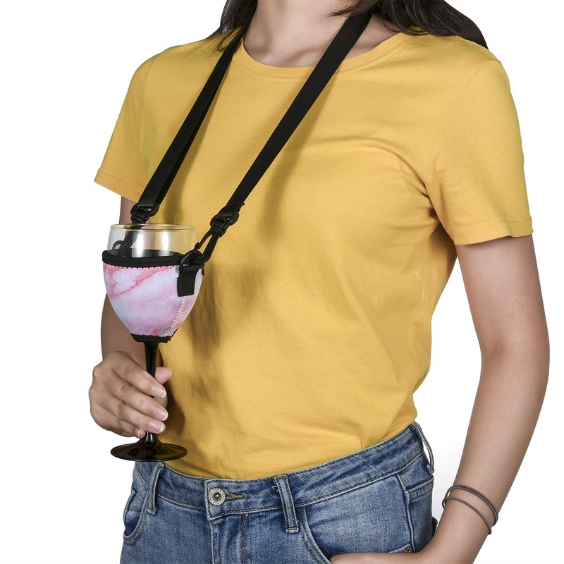 Beautyflier Wine Glass Insulator/Drink Holder/Neoprene Sleeve with Adjustable Neck Strap