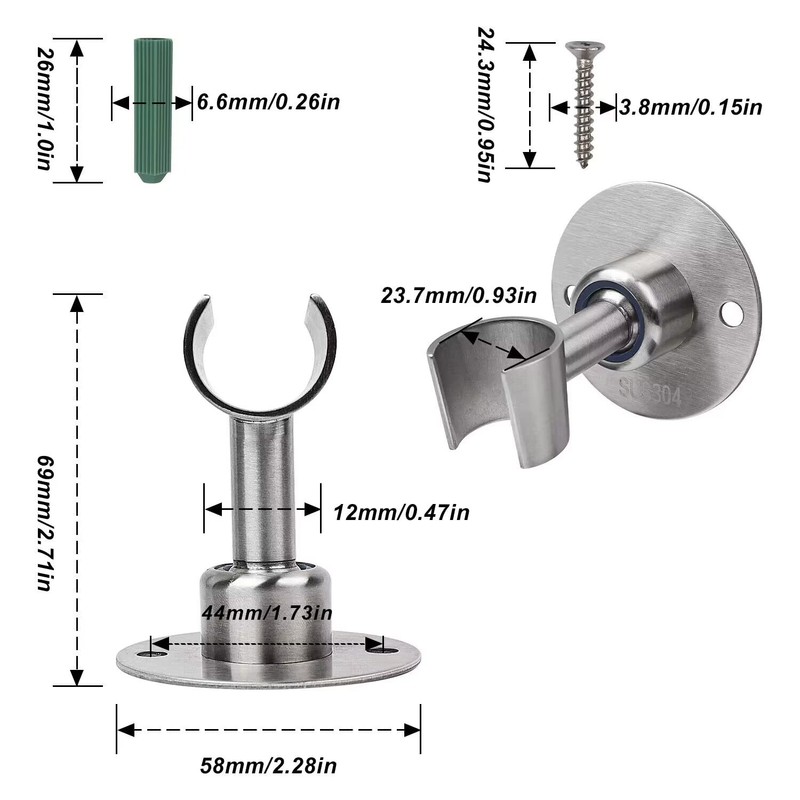 MYLERCT Stainless Steel Shower Head Holder, Shower Holder with 360