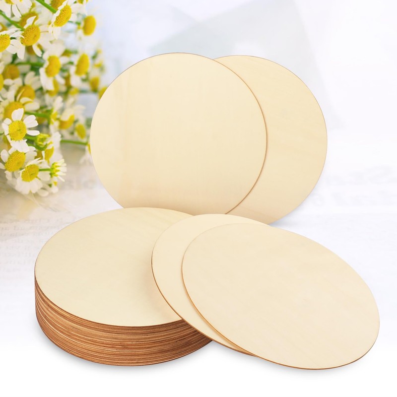 30 PCS 11.8 Inch Wood Circles, Thickness 2.5 mm Unfinished