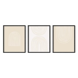HAUS AND HUES Bohemian Wall Art - Set of 3 Boho Prints, Beige Room Decor Aesthetic, Earth Tone Pictures, Line Drawing, Terracotta Decor Neutral Colors (8x10, Unframed)