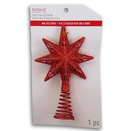 Red Glitter Star Miniature Tree Topper - 6.25 Inch