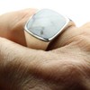 Solid signet ring made of 925 silver with special howlite,