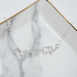 Mom and Two Baby Elephants Charm Necklace in Sterling Silver. Mother of Two. Mom of 2 Children. Blessed Mom. Blessed Mother. Elephant Necklace. Elephant Gifts. Mom of Two Gifts.