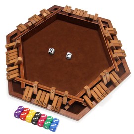 INNOVJOPRO Shut The Box Game 6-Sided Wooden with 16 Dice
