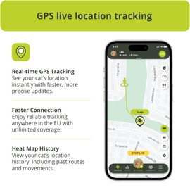 Kippy CAT V2 – GPS Cat Collar – Health & Activity Tracker – Real-Time GPS Locator for Cats – Breakaway Safety Collar – Create Virtual Fences