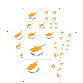 PELTGOAL World Seven Continents Most Country Cyprus Flag Stickers Different Sizes Sticker (White Cyprus)