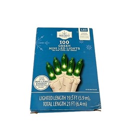 Holiday Time 100 Count Mini LED Lights on White Wire - Green (19.5 ft. Lighted Length)