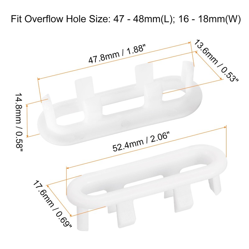 uxcell Sink Trim Overflow Cover, 4Pcs Sink Overflow Rings 47.8x13.6mm