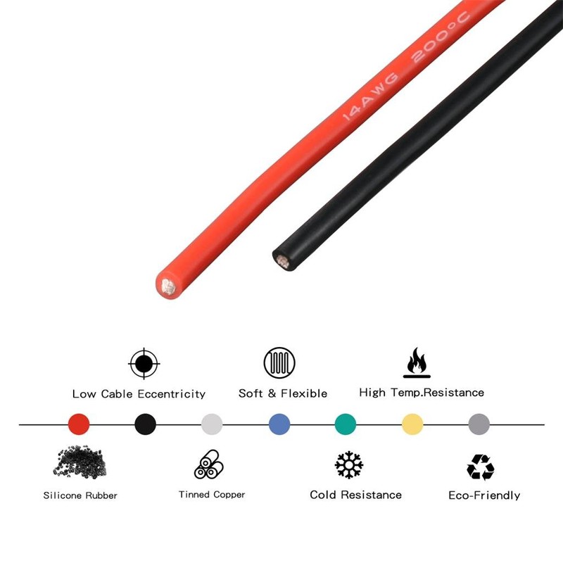BNTECHGO 14 Gauge Silicone Wire 3 ft red and 3