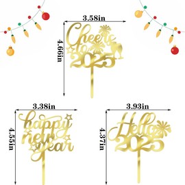 Dxsdgetue 24 pieces Happy New Year Cupcake Topper,-Acrylic gold 2025 New Year's Eve Party, Hello 2025, Cheers 2025 Welcome to 2025 party decorations