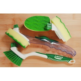 Libman Pot and Pan Scrubbing Dish Wand Scrub Brush Bundle with Big Job Kitchen Brush and Two Sponge Refills