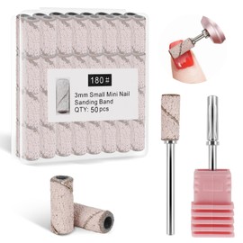 SAVILAND 180 Grit Pink Sanding Bands: Fine Grit Sanding Bands for Nail Drill Sanding Stable 3.1MM Mandrel Sanding Bits Tools for File Grinding & Polishing Cuticle Nail Tip Gel X Nails Artist