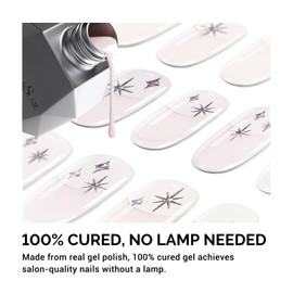 MelodySusie Qcoat Fully Cured Gel Nail Strips (Pink Star French Tips) - UV Free Nail Polish Strips, Salon-Quality, Long Lasting Gel Nail Stickers, Includes 22 Nail Wraps, 2 Prep Pads
