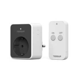 TESSAN Radio Sockets with Remote Control, 30.5 m, 3600 W Plug with Remote Control, Space-Saving Socket Remote Control, Switchable Socket with Remote Control for Lamp and Household Appliances, Black