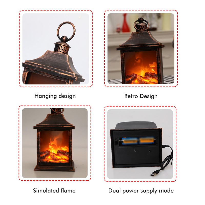 Fireplace Lantern Multi-purpose Christmas Fireplace Lamp LED Logs Fire Effect