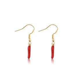 CHOORO Tiny Italian Horn Earrings Good Luck Charm Italian Jewelry Protection Jewelry (Italian Horn Red earrings-CA)