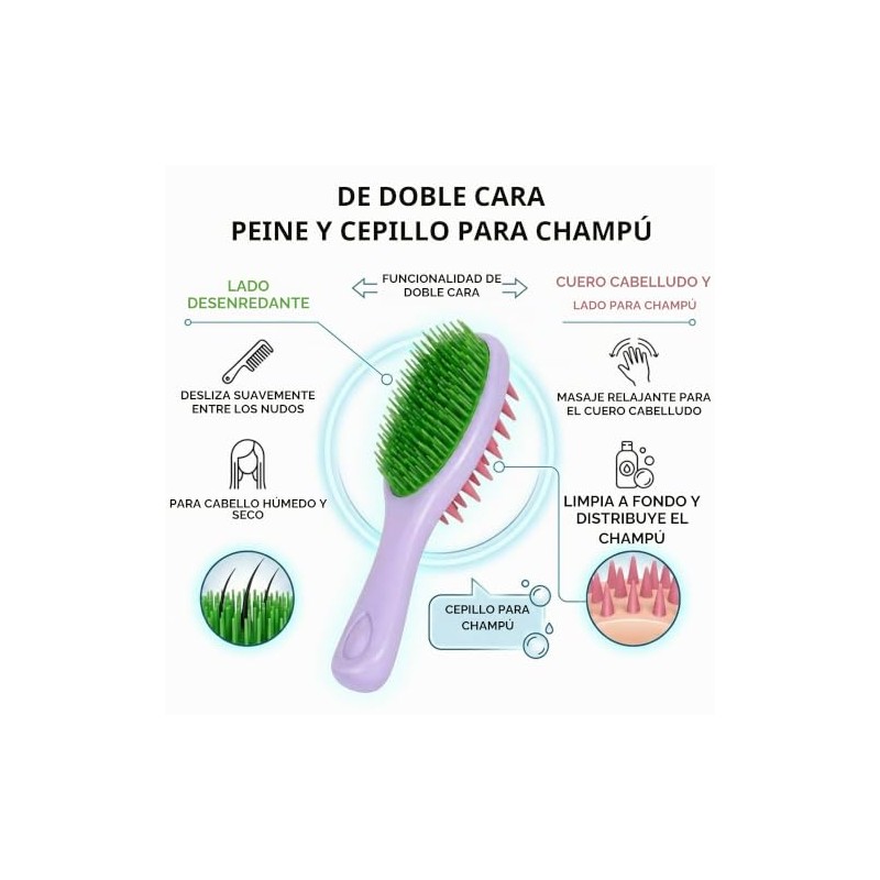Cepillo de silicona para lavar el cabello, cepillo 2 en