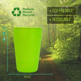 BiceColor Green Drinking Glass, 100% Recyclable, Dishwasher Safe, Unbreakable, Eco-Friendly, Reduces Ecological Footprint, Sustainable, Made in Italy, 40cl