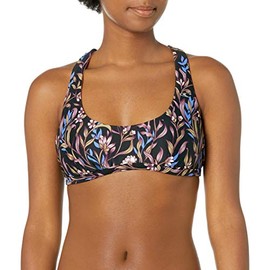 O'Neill Women's Lagoon Reversible Racer Back Hybrid Bikini Top Bikini, black/black