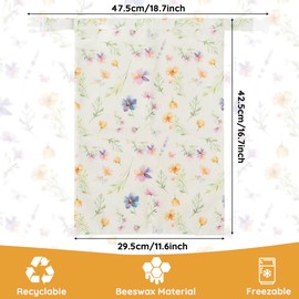 GQIRIL Reusable Beeswax Bread Bags - 2 Pack Bees Wax Food Wraps, Homemade Sourdough Bread Storage, 2-in-1 Linen Cotton Large Freezer Container Home Baking Accessories with Lining (Wildflower)