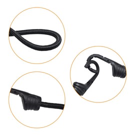 MARRTEUM 24-Inch Bungee Cords with Hooks Black Elastic Rope Straps for Camping, Bike, Folding Wagon, Trunk etc. [2PCS, Plastic-clad Steel Hook]