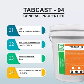 tabcast-94 94% Alumina Dense Castable Refractory Cement 22 Lbs.