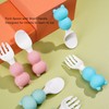 Baby Spoons Forks Set Short Handle Silicone Self Feeding Utensils