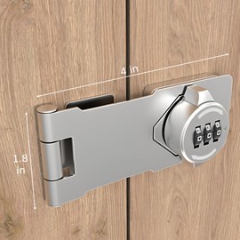 Keyless 3-Digit Combination Lock – Twist Knob Hasp Latch with Password – Glow-in-The-Dark Zinc Alloy Lock for Kitchen Drawers, Cabinets, Cupboards (Silver)