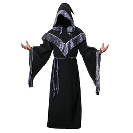 Nofonda Wizard Costume, Dark Wizard Robe, Warlock Cape, Cosplay Costume (L)