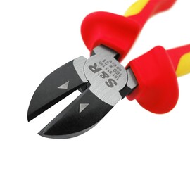 S&R S&R VDE Seitenschneider 160mm C 1000V Zange, 60-Chrom-Vanadium-Stahl, induktions-/ hitze-geh?rtet, phosphatiert, mit ergonomischen 2-Komponenten-Griffen, 21mm Schneidbacken, Draht- und Kabelschneider
