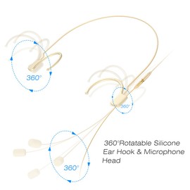 KIMAFUN Headset/Headworn Microphone Professional Earset Over Ear Hanging Condenser Mic Compatible with Audio Technica Wireless System Bodypack Transmitter, for Performance, Theater, Lecture - BeigeT4