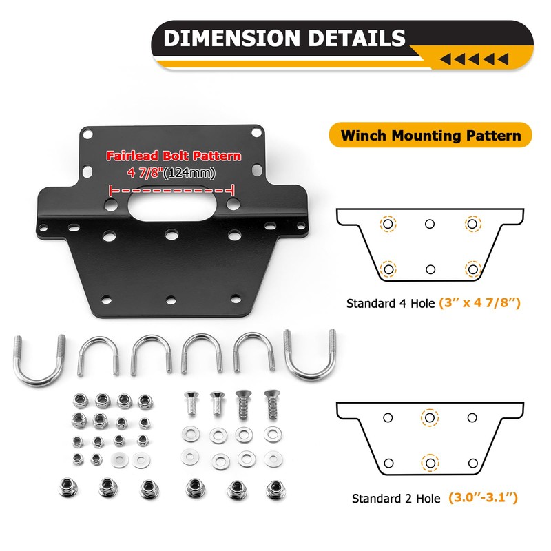 WeiSen Winch Mounting Bracket Plate Heavy-Duty Steel Compatible with Honda