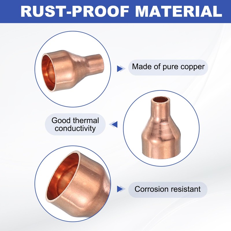 PATIKIL Copper Reducer 5/8" to 1/4" ID, 5 Pcs Reducing