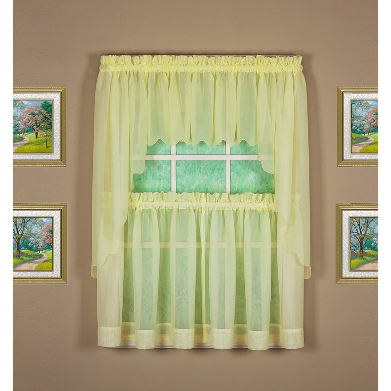Today's Curtain Emelia Original Voile Tier Pair 30", Yellow, 60"