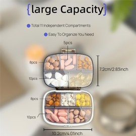Weekly Pill Organizer 2 Times a Day,10 Compartments Portable Travel Daily Pill Case, Small Pill Box for Pocket Purse,Daily pill container to Hold Vitamins, Fish Oil, Supplements,Medication