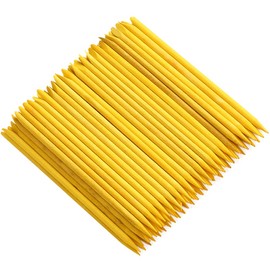 Borogo 100 Pcs Orange Wood Nail Sticks Double Sided Multi Functional Cuticle Pusher Manicure Pedicure Tool for Manicure Pedicure Yellow