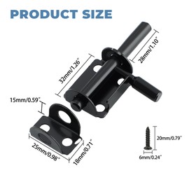 Door Lock with Padlock and Barrel Latch, Stainless Steel Security System for Doors and Gates, Black