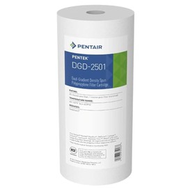 Pentair Pentek DGD-2501 Big Blue Water Filter, 10-Inch Whole House Sediment Filter Cartridge Replacement, Dual-Gradient Density Spun Polypropylene, 10" x 4.5", 1 Micron, Pack of 1