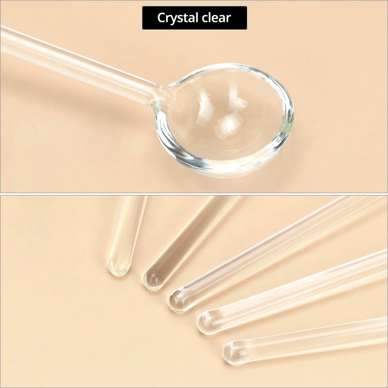 QWORK 5 Pack Glass Stirring Spoons – Crystal Clear Borosilicate